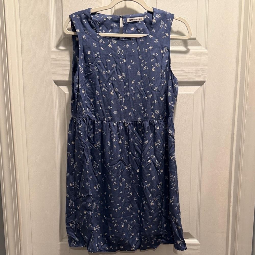 2. Reformation Blue Floral Sleeveless Dress | Size M